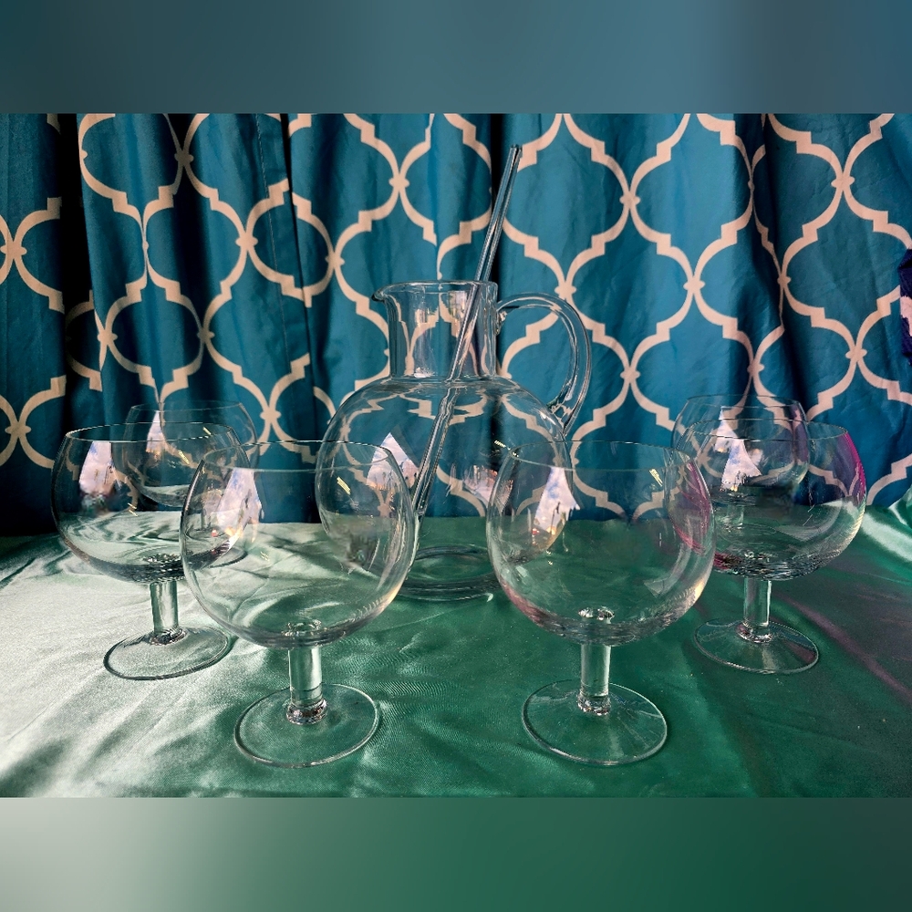 TIFFANY CRYSTAL REFRESHER SET/PITCHER & 6 GOBLETS VINTAGE